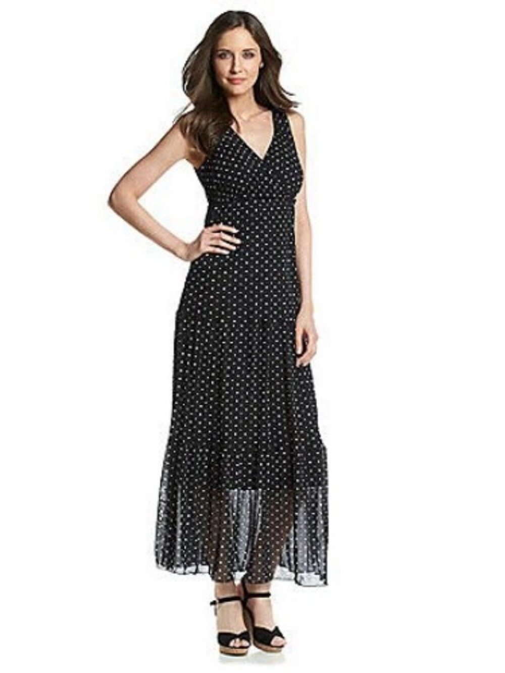Relativity Womens V-Neck Tiered Maxi Dress, size S